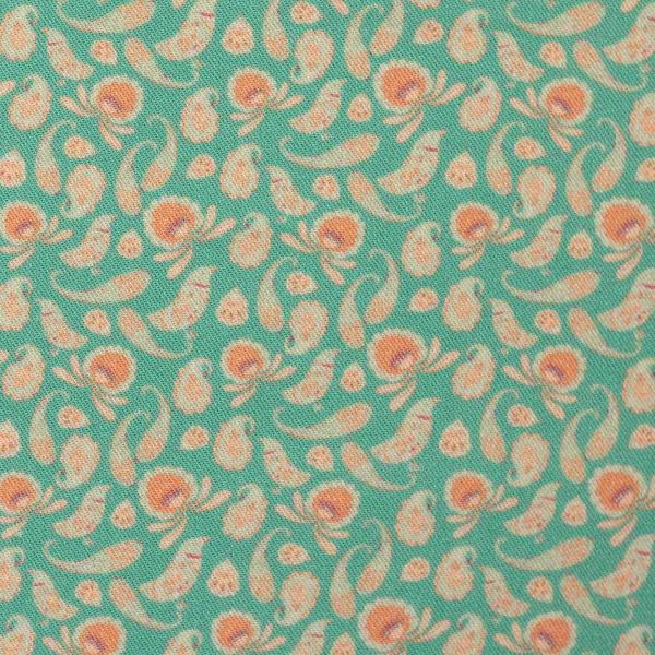 Paisley Bird by jolijou - Kleines Paisley Muster mit Vögel, wassergrün